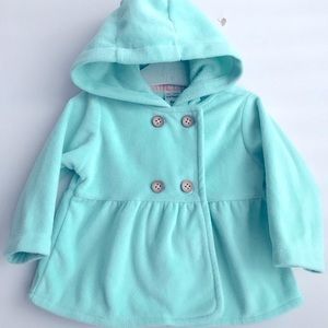 baby girl soft fleece hooded button down jacket